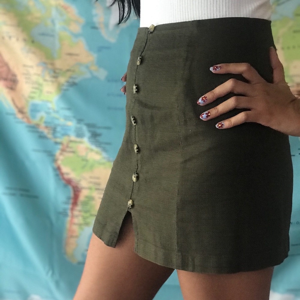 Olive green mini skirt
